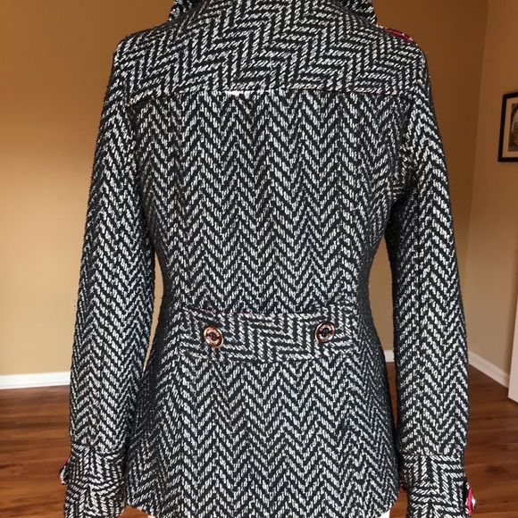 Houndstooth tooth double breasted Pea Coat - Picture 6 of 8